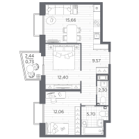 3 ккв (Евро) № 95 Корп.: 3 , Секция 3.2_2  в ЖК Респект
