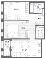 3 ккв (Евро) № 11 Корп.: 6 , Секция 6.1  в ЖК Респект