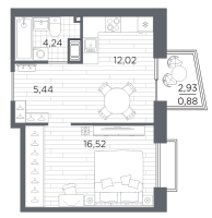 1 ккв № 433 Корп.: 3 , Секция 3.2_8  в ЖК Респект