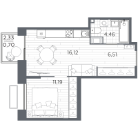 2 ккв (Евро) № 19 Корп.: 5 , Секция 5.1  в ЖК Респект