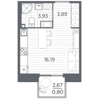 Студия № 161 Корп.: 5 , Секция 5.2.2  в ЖК Респект