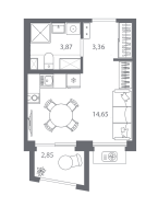 Студия № 303 Корп.: 2 , Секция 2.2_5  в ЖК Респект