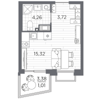 Студия № 257 Корп.: 3 , Секция 3.2_5  в ЖК Респект