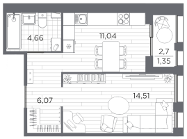 1 ккв № 5 Корп.: 6 , Секция 6.1  в ЖК Респект