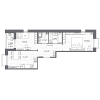 2 ккв № 785 Корп.: 3 , Секция 3.3_6  в ЖК Респект