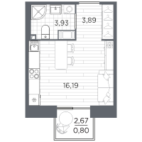 Студия № 185 Корп.: 5 , Секция 5.2.2  в ЖК Респект
