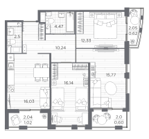 4 ккв (Евро) № 24 Корп.: 6 , Секция 6.1  в ЖК Респект