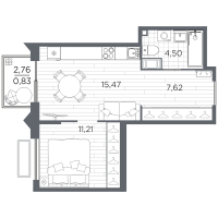 2 ккв (Евро) № 19 Корп.: 4 , Секция 4.1  в ЖК Респект