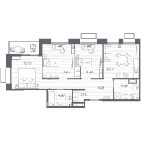 3 ккв № 28 Корп.: 5 , Секция 5.1  в ЖК Респект