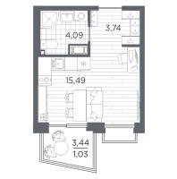 Студия № 192 Корп.: 3 , Секция 3.2_4  в ЖК Респект