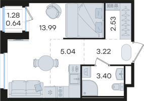 Студия № 221 Корп.: 1 , Секция 3  в ЖК Романовка