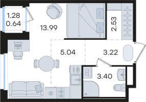 Студия № 273 Корп.: 1 , Секция 3  в ЖК Романовка