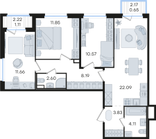 4 ккв (Евро) № 116 Корп.: 1 , Секция 1  в ЖК Романовка