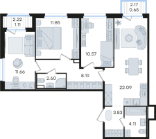 4 ккв (Евро) № 142 Корп.: 1 , Секция 1  в ЖК Романовка