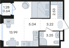 Студия № 275 Корп.: 1 , Секция 3  в ЖК Романовка