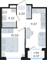 1 ккв № 167 Корп.: 1 , Секция 2  в ЖК Романовка