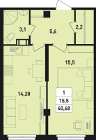 1 ккв № 4-6-134 Корп.: 4.2 , Секция 6  в ЖК Ромашки