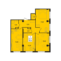 3 ккв № 4-5-288 Корп.: 4.1 , Секция 5  в ЖК Ромашки