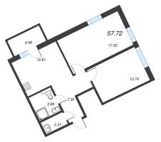 2 ккв № 286 Корп.: А4 , Секция 1  в ЖК Рощино Residence