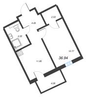 1 ккв № 118 Корп.: А2 , Секция 1  в ЖК Рощино Residence