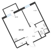 2 ккв (Евро) № 271 Корп.: А4 , Секция 1  в ЖК Рощино Residence
