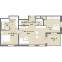 2 ккв (Евро) № 48 Корп.: А3 , Секция 1  в ЖК Рощино Residence