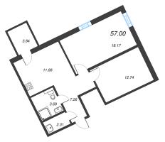 2 ккв № 42 Корп.: А5 , Секция 1  в ЖК Рощино Residence