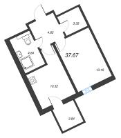 1 ккв № 340 Корп.: А5 , Секция 1  в ЖК Рощино Residence