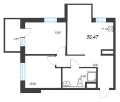 3 ккв (Евро) № 11 Корп.: Б1 , Секция 1  в ЖК Рощино Residence