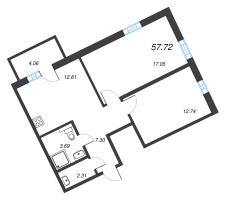 2 ккв № 258 Корп.: А4 , Секция 1  в ЖК Рощино Residence