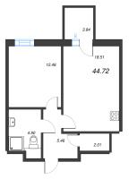 2 ккв (Евро) № 566 Корп.: А8 , Секция 1  в ЖК Рощино Residence