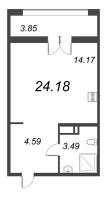 Студия № 121 Корп.: 4 , Секция 3  в ЖК Рождественский квартал