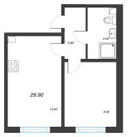 1 ккв № 107 Корп.: 14 , Секция 2  в ЖК Ручьи
