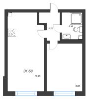 2 ккв (Евро) № 5 Корп.: 16 , Секция 1  в ЖК Ручьи