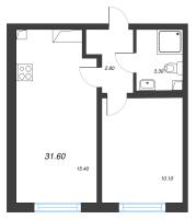 2 ккв (Евро) № 128 Корп.: 14 , Секция 2  в ЖК Ручьи
