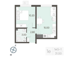 2 ккв (Евро) № 232 Корп.: 23 , Секция 2  в ЖК Ручьи