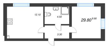 1 ккв № 340 Дом: 128.1 Корп.: 20 , Секция 3  в ЖК Ручьи