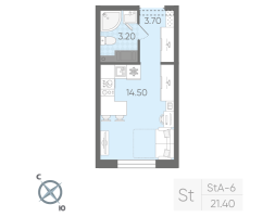 Студия № 174 Корп.: 15 , Секция 2  в ЖК Ручьи