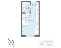 Студия № 132 Корп.: 15 , Секция 2  в ЖК Ручьи