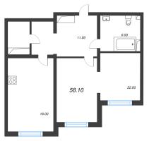 2 ккв (Евро) № 13 Дом: 134.2 Корп.: 18 , Секция 1  в ЖК Ручьи