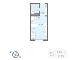 Студия № 11 Дом: 147.2 Корп.: 11 , Секция 1  в ЖК Ручьи