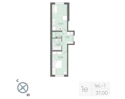 1 ккв № 1 Корп.: 15 , Секция 1  в ЖК Ручьи