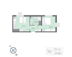 1 ккв № 511 Дом: 128.1 Корп.: 20 , Секция 3  в ЖК Ручьи