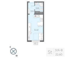 Студия № 354 Дом: 128.1 Корп.: 20 , Секция 3  в ЖК Ручьи