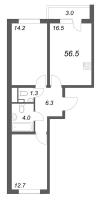 3 ккв (Евро) № 107 Корп.: 15 , Секция 1  в ЖК Ручьи