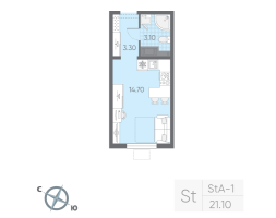 Студия № 10 Дом: 147.2 Корп.: 11 , Секция 1  в ЖК Ручьи