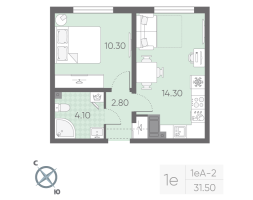 1 ккв № 18 Корп.: 12 , Секция 1  в ЖК Ручьи