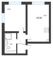 1 ккв № 16 Корп.: 16 , Секция 1  в ЖК Ручьи