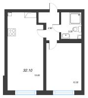 2 ккв (Евро) № 18 Корп.: 16 , Секция 1  в ЖК Ручьи