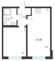 1 ккв № 106 Корп.: 14 , Секция 2  в ЖК Ручьи